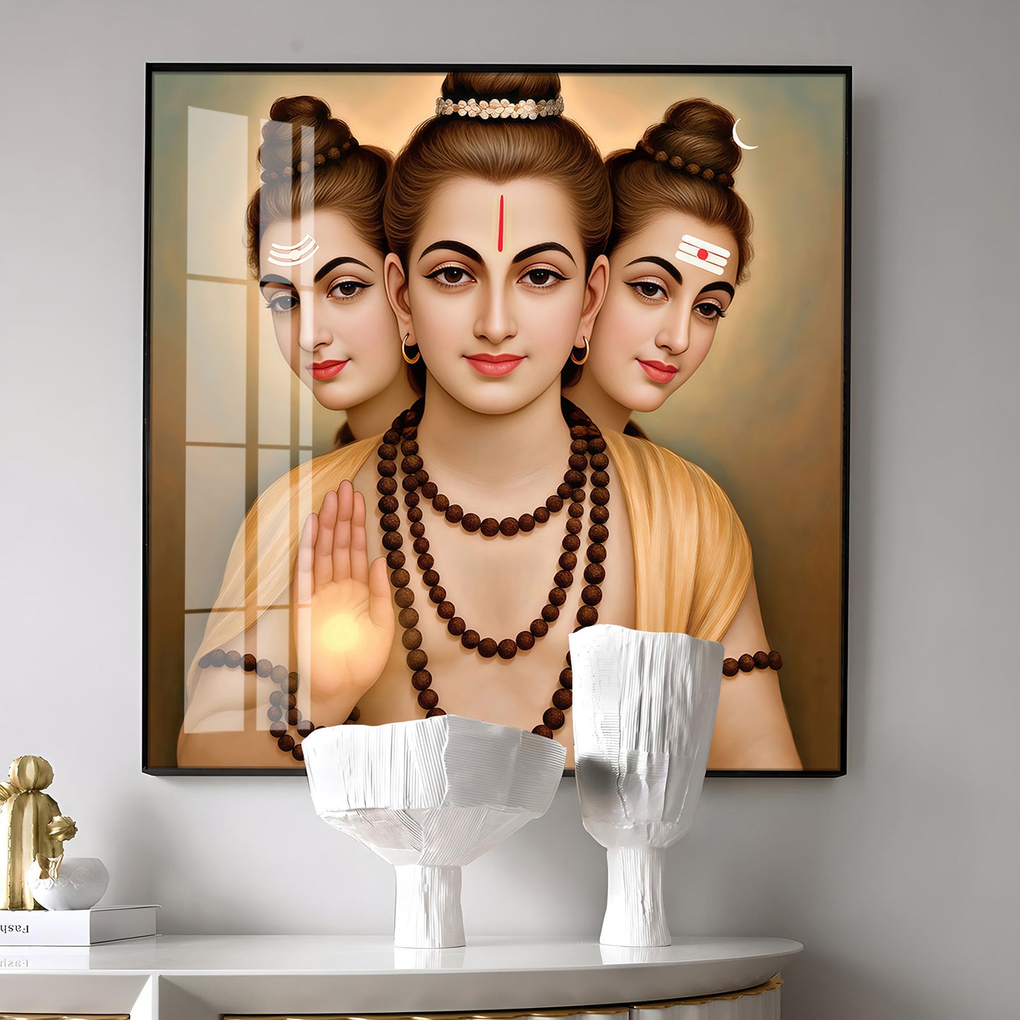 God Dattatreya Ji Maharaj Premium Acrylic Square Wall Art