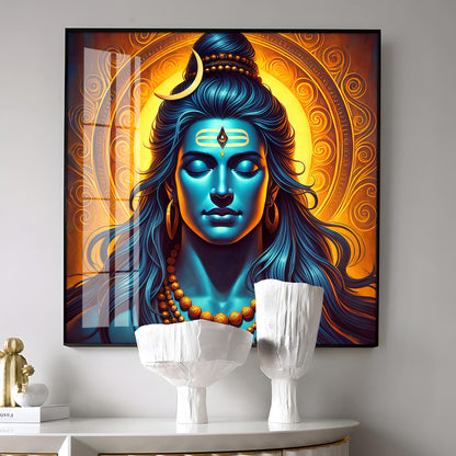 Shiv Bhole Baba Premium Acrylic Square Wall Art