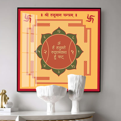 Powerful Hanuman Yantra Premium Acrylic Square Wall Art