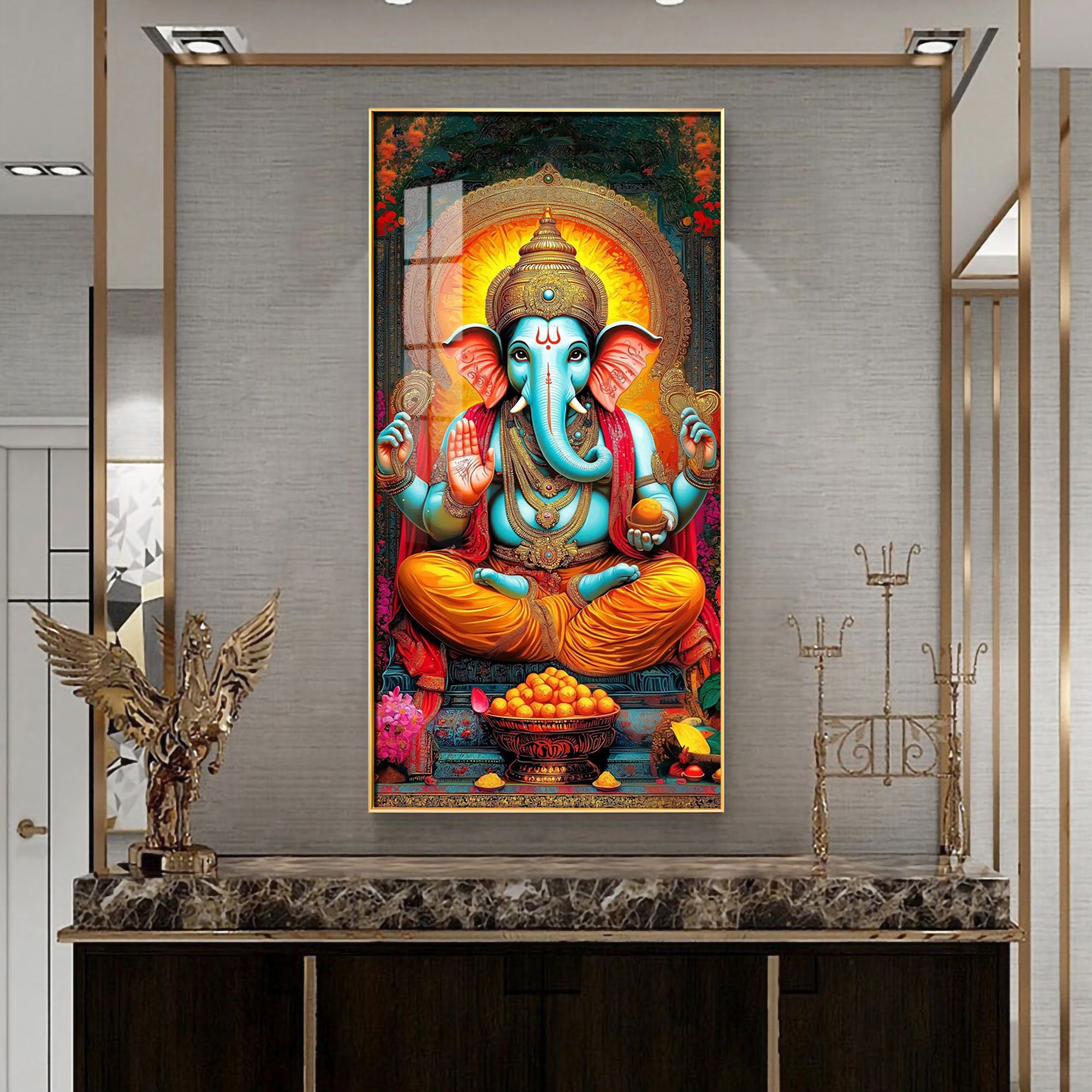 Shree Ganesha Premium Acrylic Vertical Wall Art
