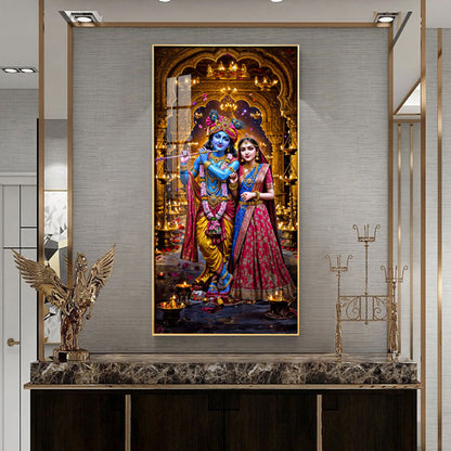 Krishna's Feast of Love Premium Acrylic Vertical Wall Art