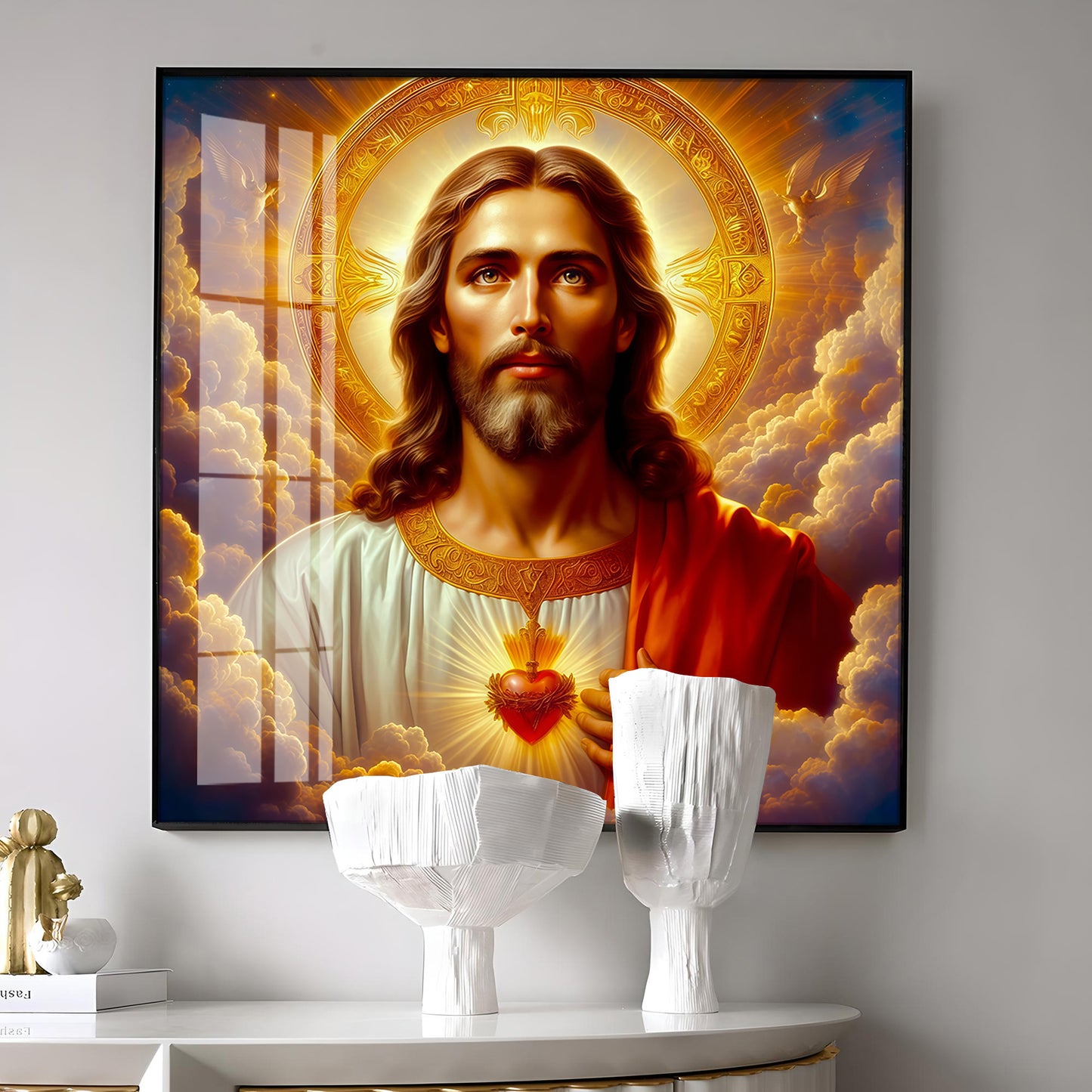 Holy Jesus Premium Acrylic Square Wall Art
