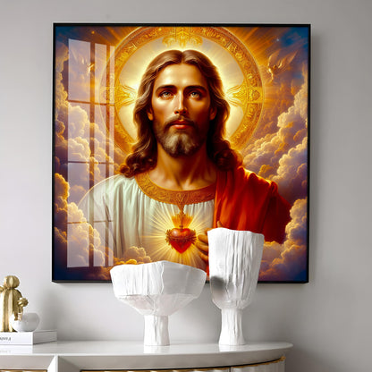 Holy Jesus Premium Acrylic Square Wall Art