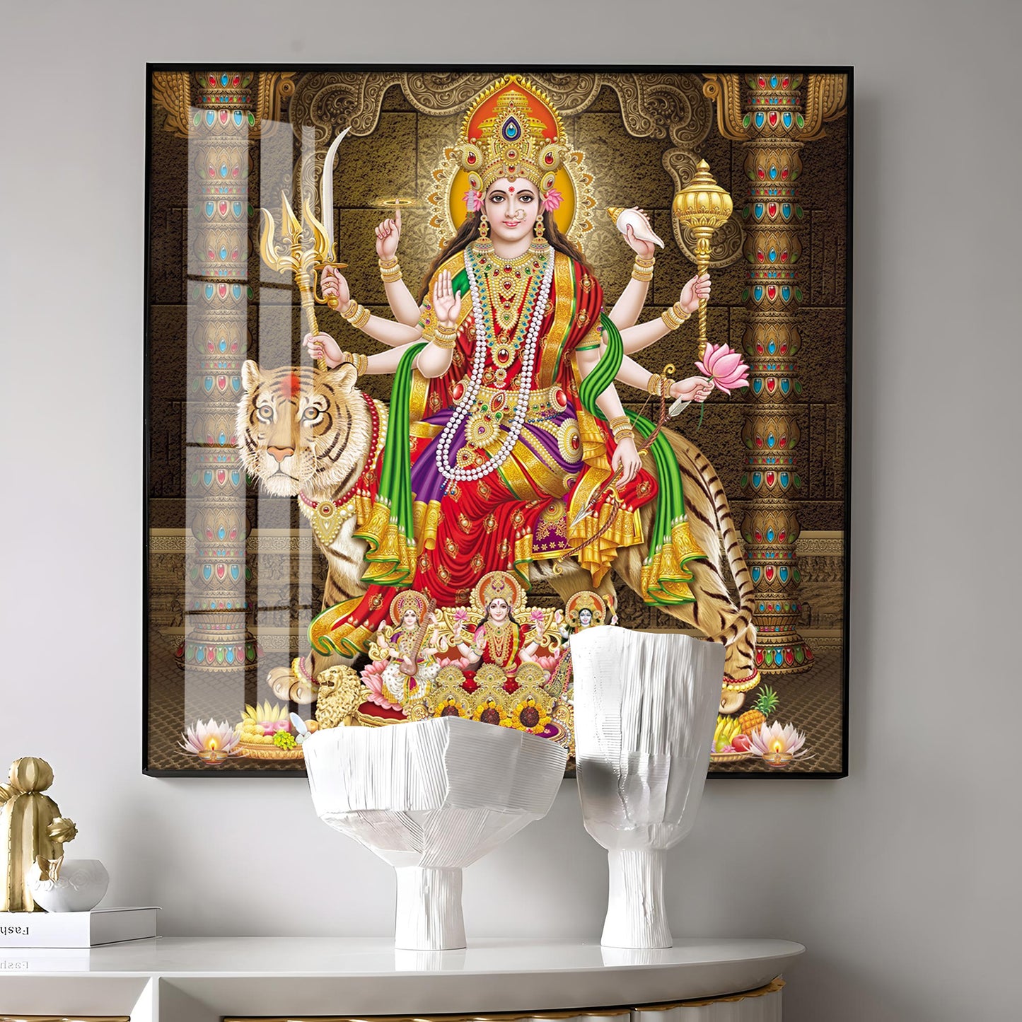 Enchanted Devi Durga Premium Acrylic Square Wall Art