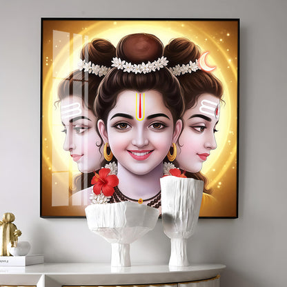 Divine Dattatreya Bhagwan Premium Acrylic Square Wall Art