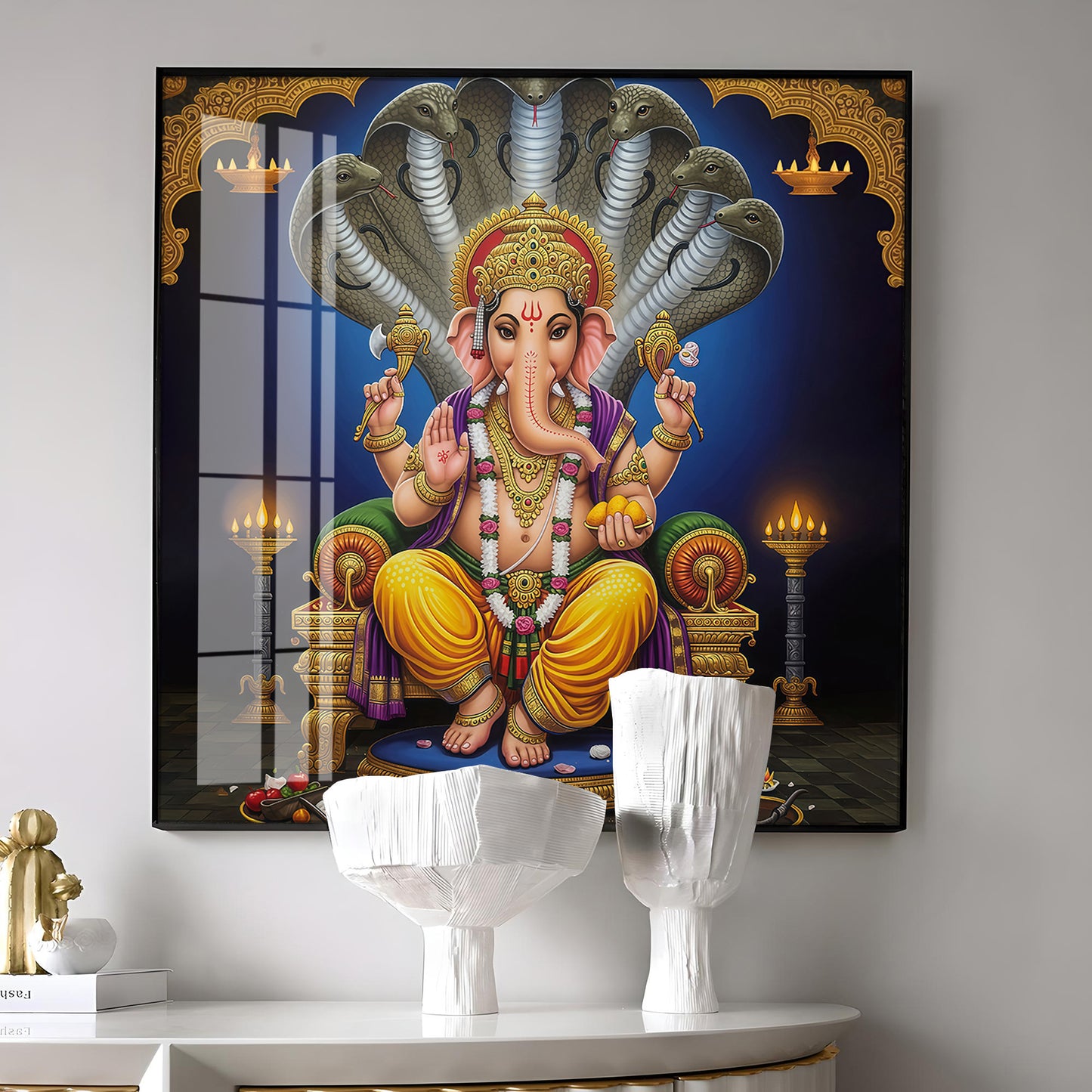 Jai Ganesha Ji Premium Acrylic Square Wall Art