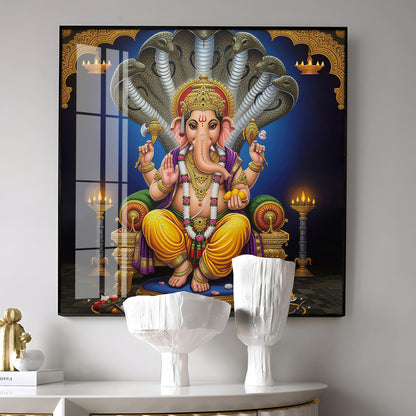 Jai Ganesha Ji Premium Acrylic Square Wall Art