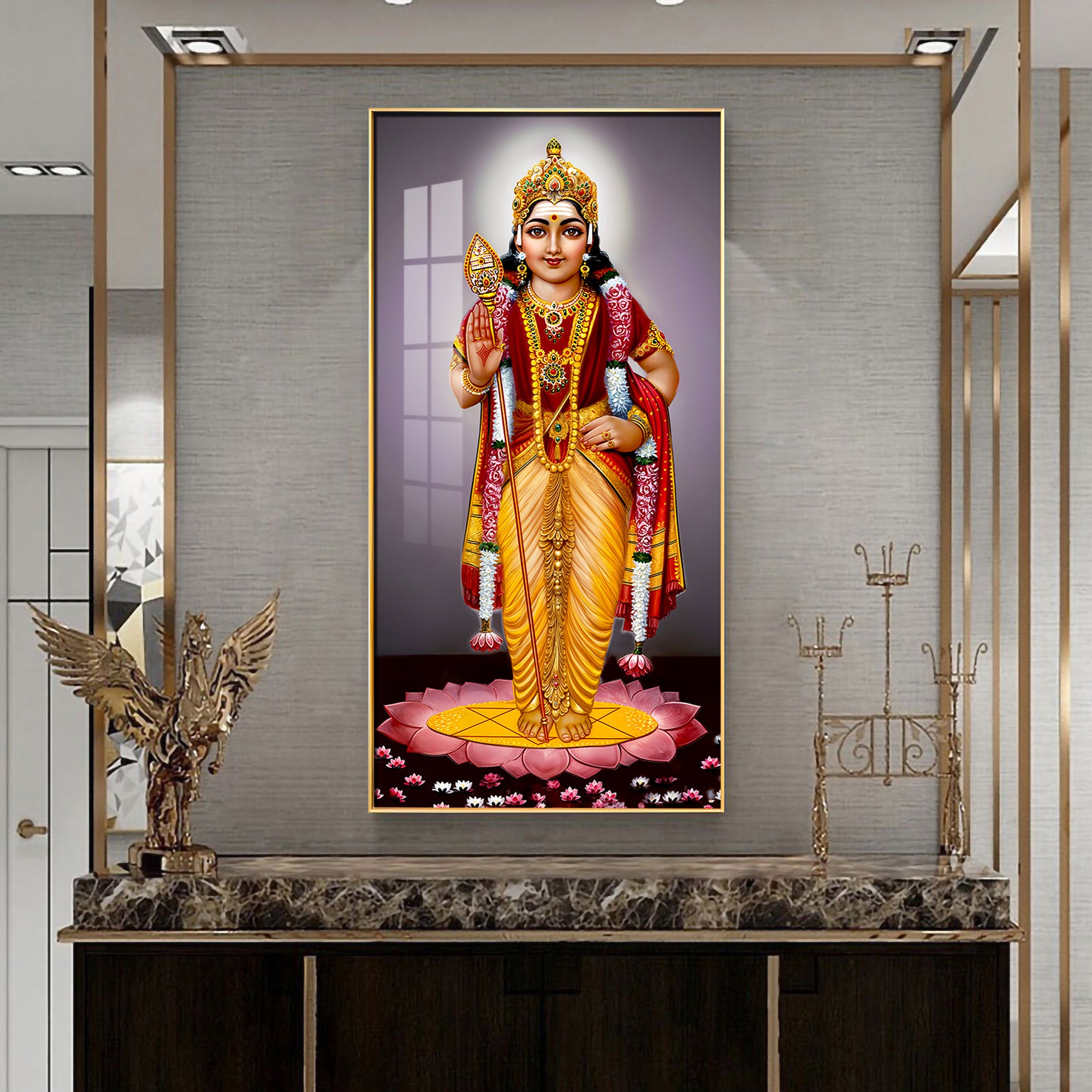 Lord Murugan Premium Acrylic Vertical Wall Art