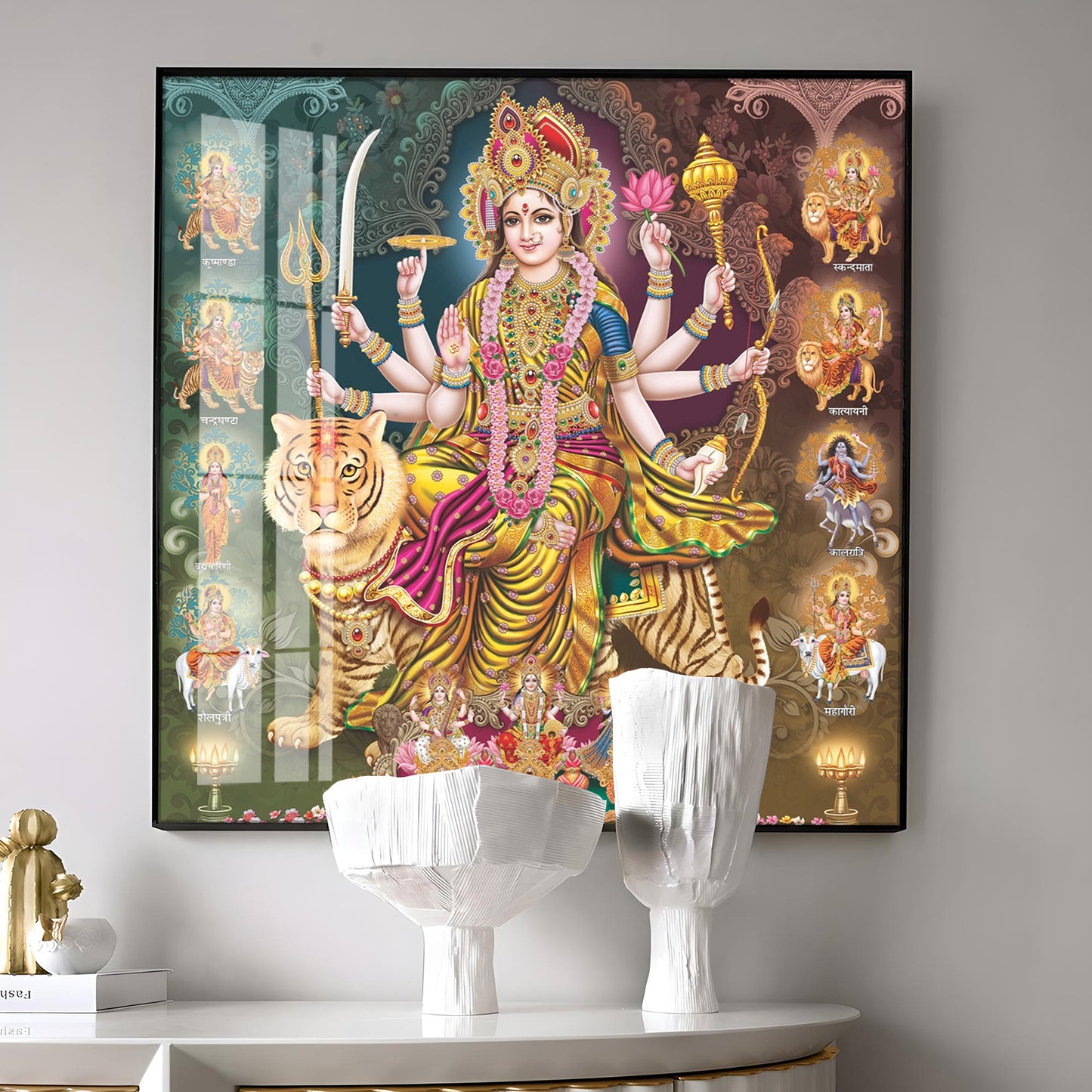 Goddess Durga Grace Premium Acrylic Square Wall Art