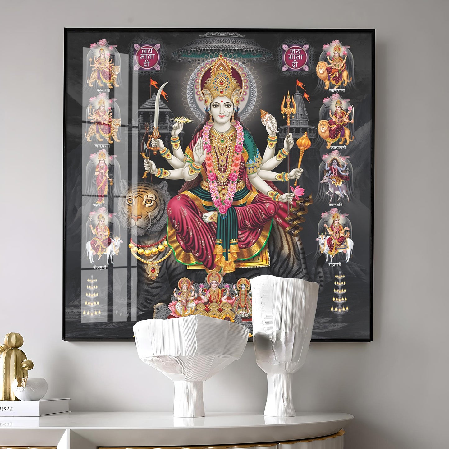 Goddess Durga Avatar Premium Acrylic Square Wall Art
