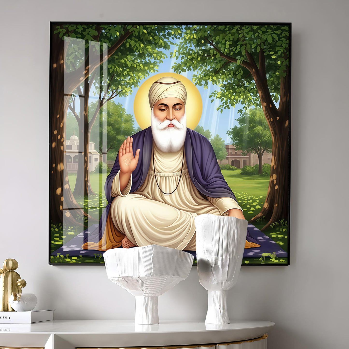 Satnam Waheguru Ji Premium Acrylic Square Wall Art