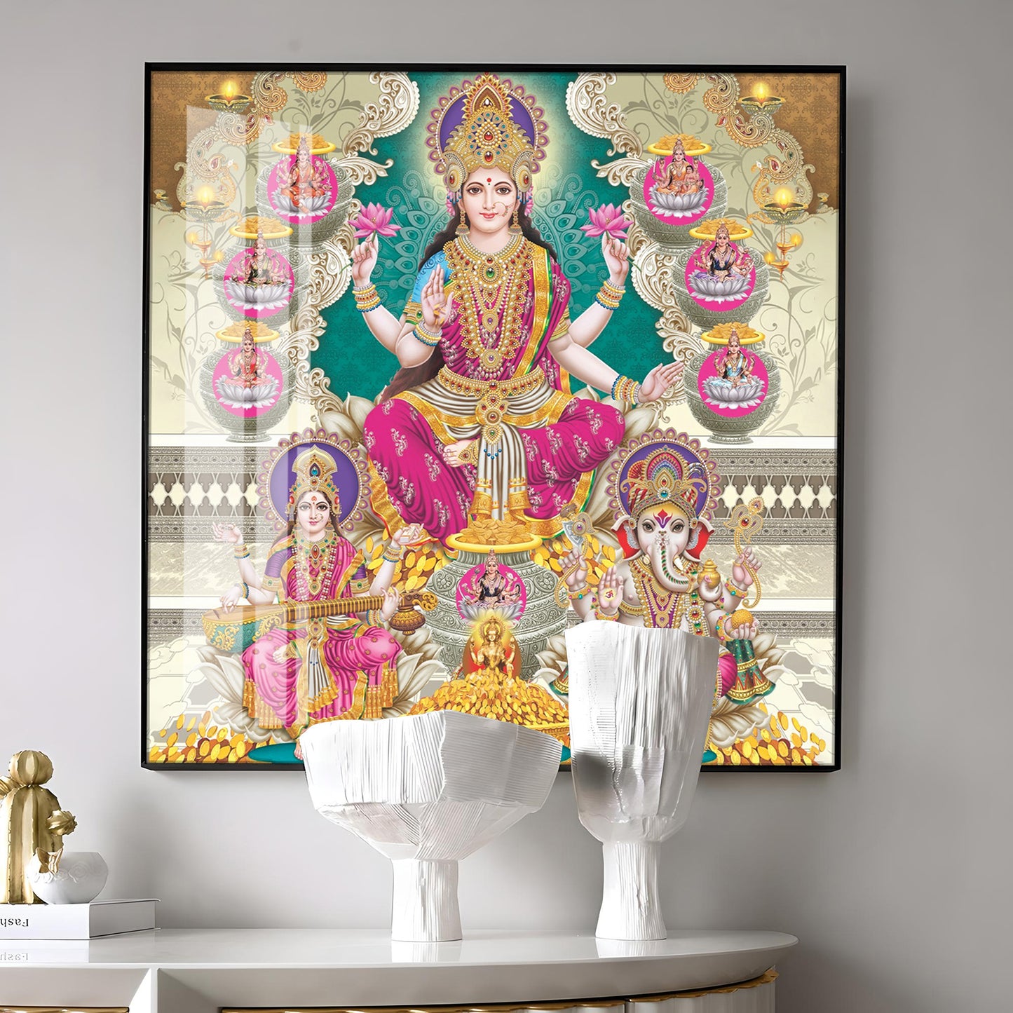 Maa Laxmi Premium Acrylic Square Wall Art