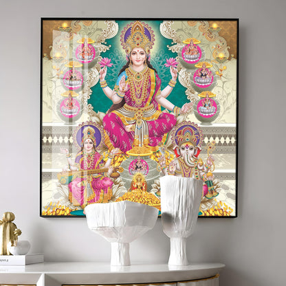 Maa Laxmi Premium Acrylic Square Wall Art