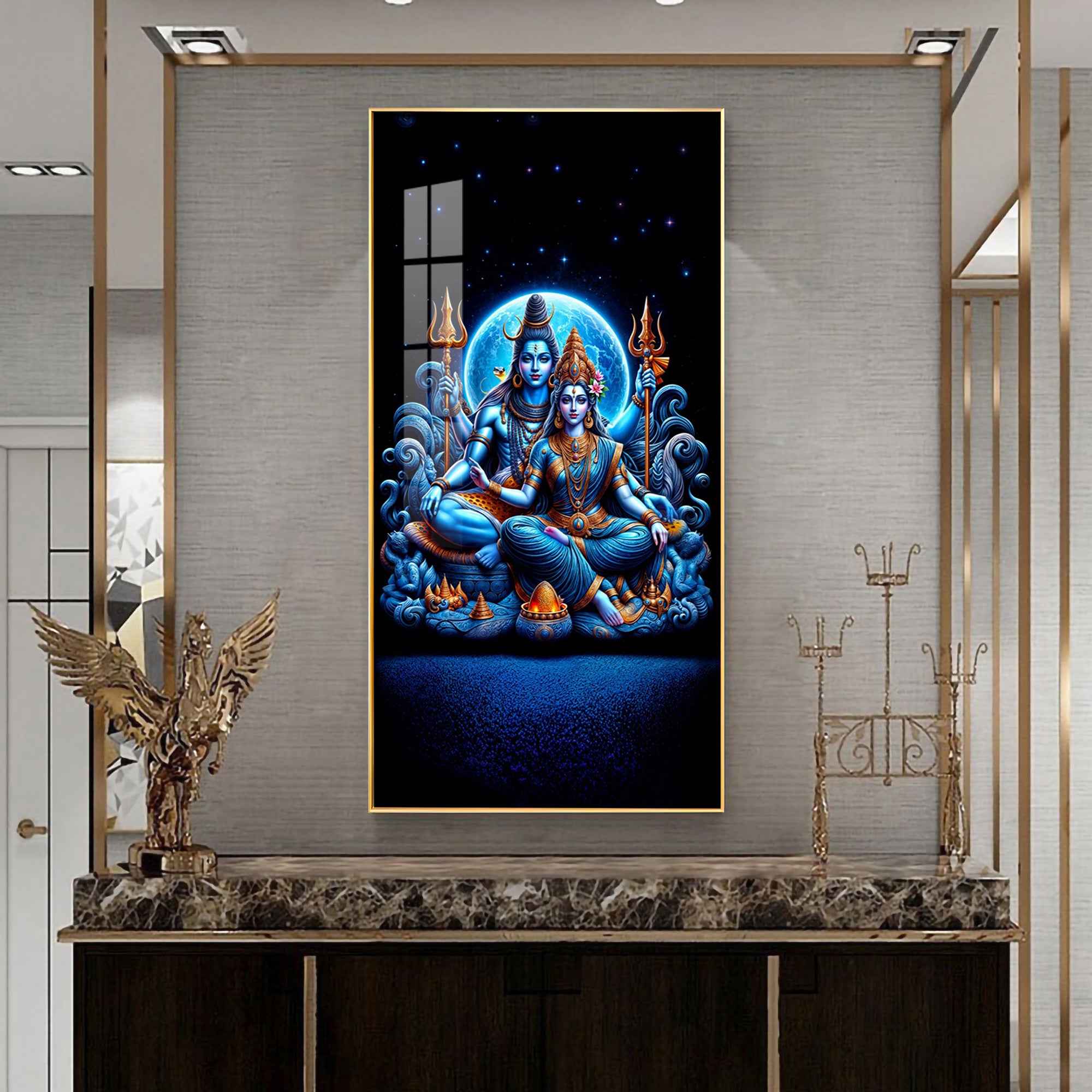 Shiva And Shakti Premium Acrylic Vertical Wall Art