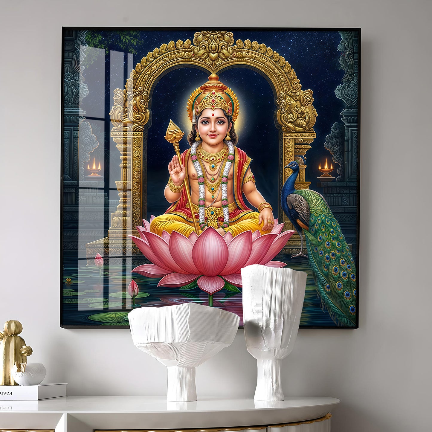 Divine Goddess Laxmi Maa Premium Acrylic Square Wall Art