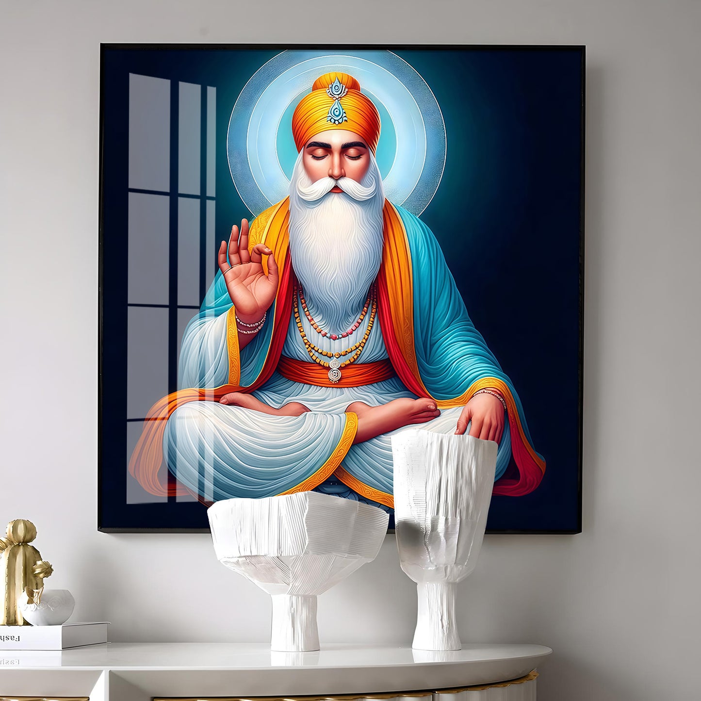 Divine Guru Nanak Dev Ji Premium Acrylic Square Wall Art