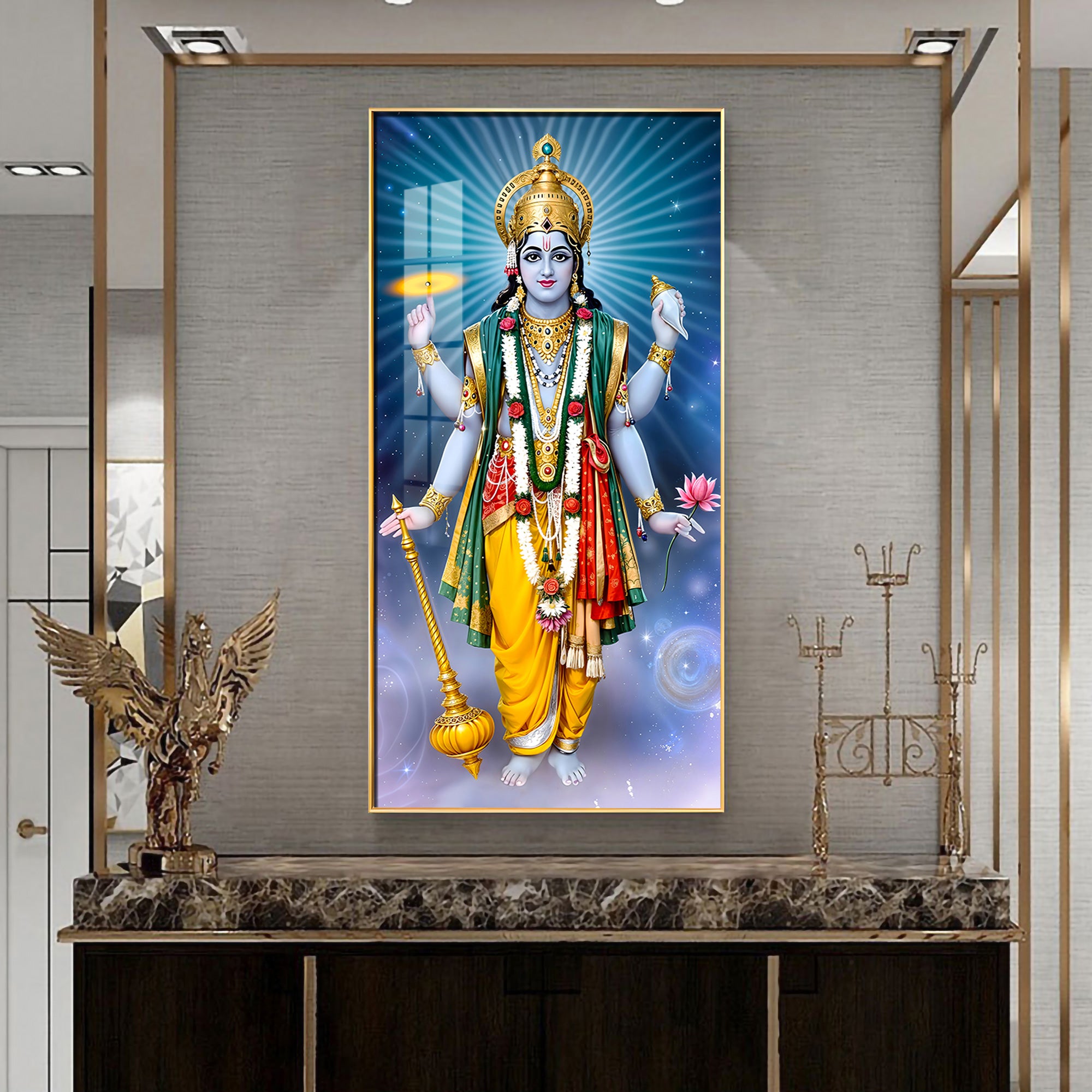 Lord Vishnu Premium Acrylic Vertical Wall Art
