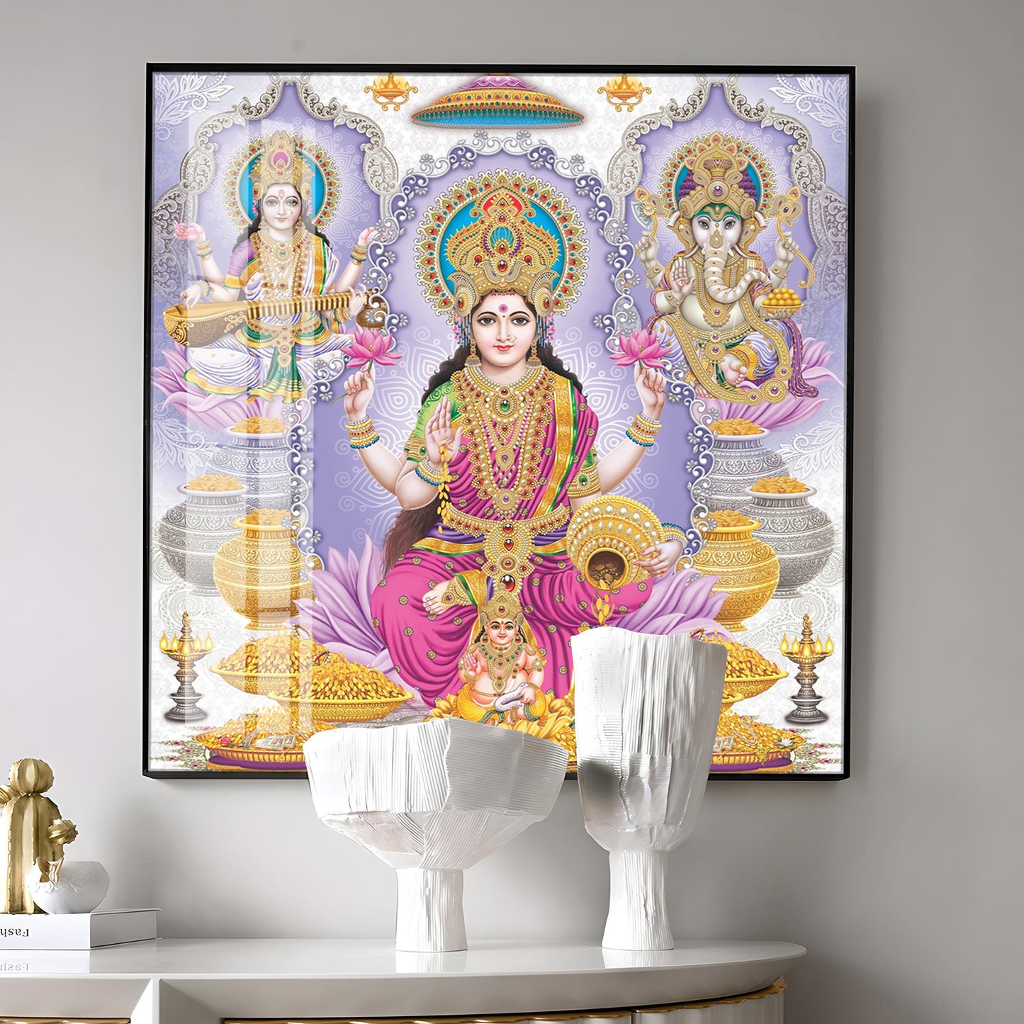 Maa Laxmi Deity Premium Acrylic Square Wall Art