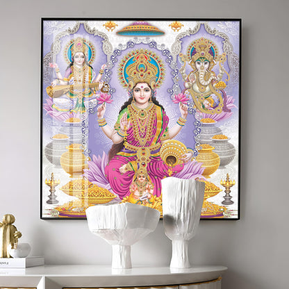 Maa Laxmi Deity Premium Acrylic Square Wall Art