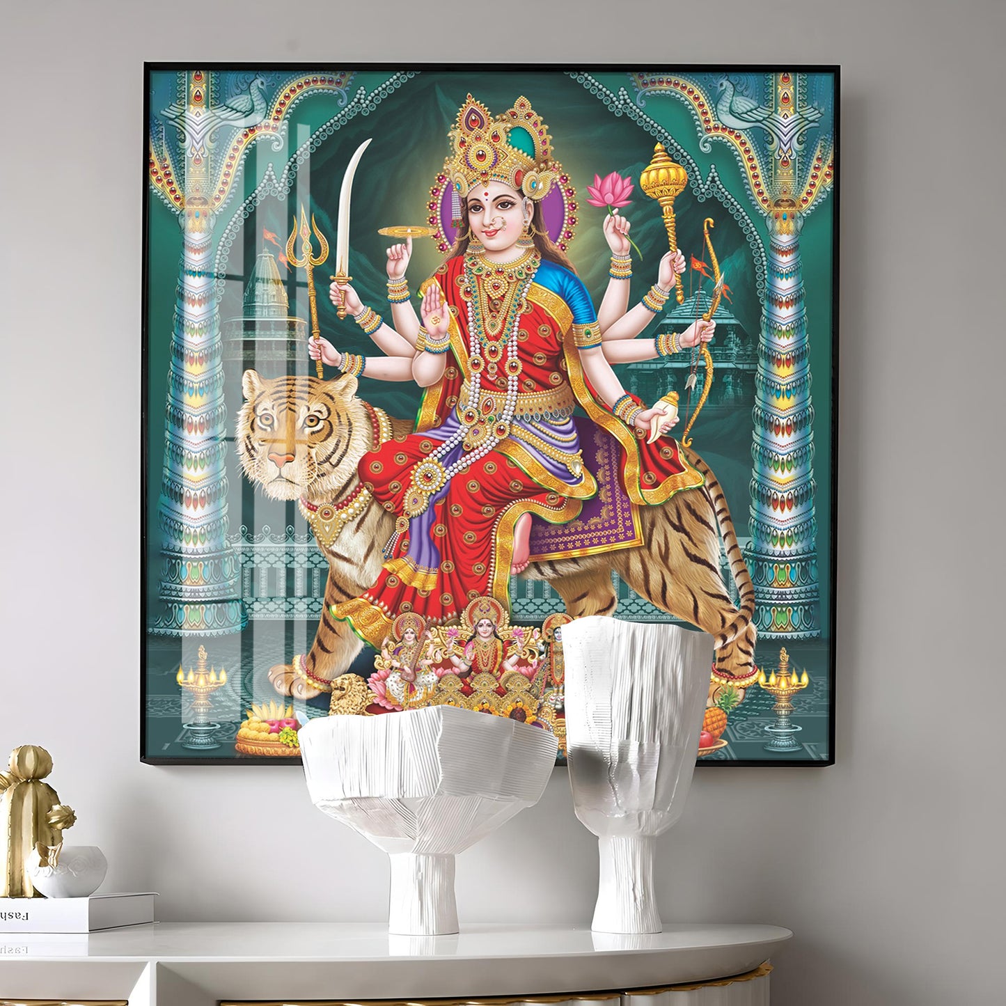 Goddess Durga Maa Radiance Premium Acrylic Square Wall Art