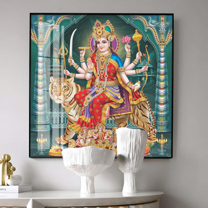 Goddess Durga Maa Radiance Premium Acrylic Square Wall Art