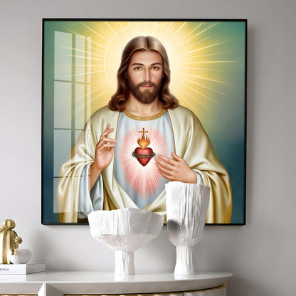 The Beautiful Sacred Heart Jesus Premium Acrylic Square Wall Art