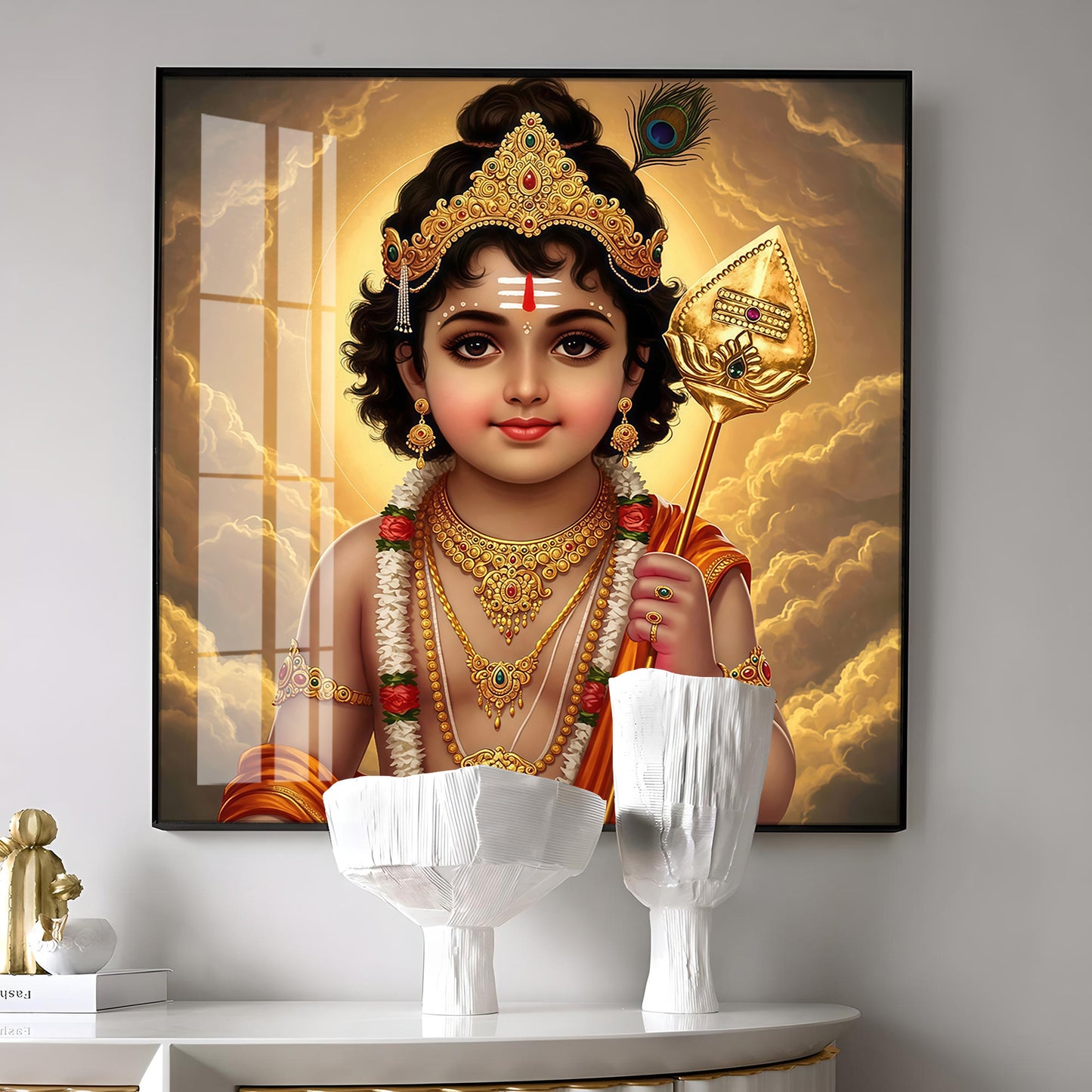 Bhagwan Murugan Blessing Premium Acrylic Square Wall Art
