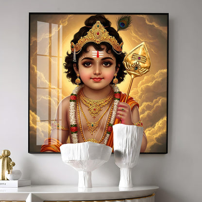 Bhagwan Murugan Blessing Premium Acrylic Square Wall Art