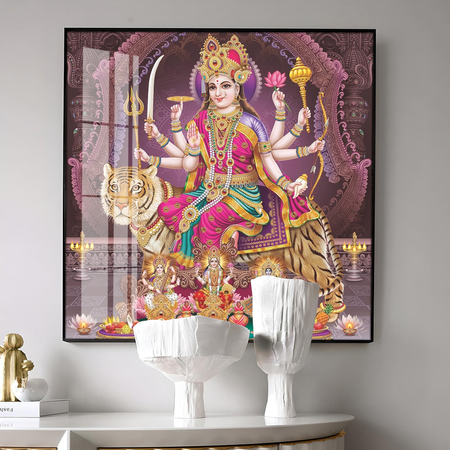 Maa Durga Premium Acrylic Square Wall Art