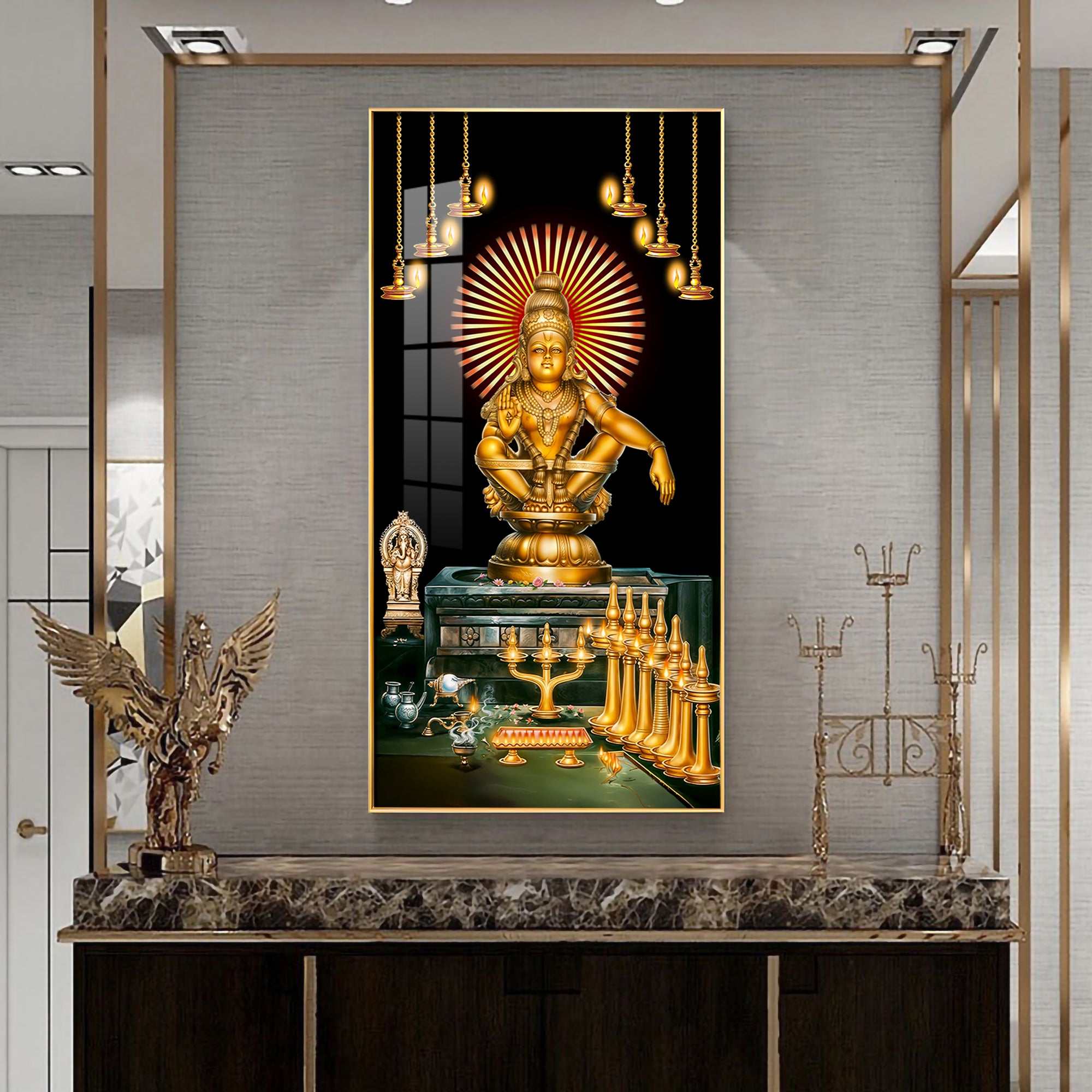 Lord Ayyappa Swamy Premium Acrylic Vertical Wall Art