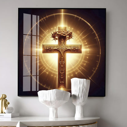 Cross Symbol In Premium Acrylic Square Wall Art