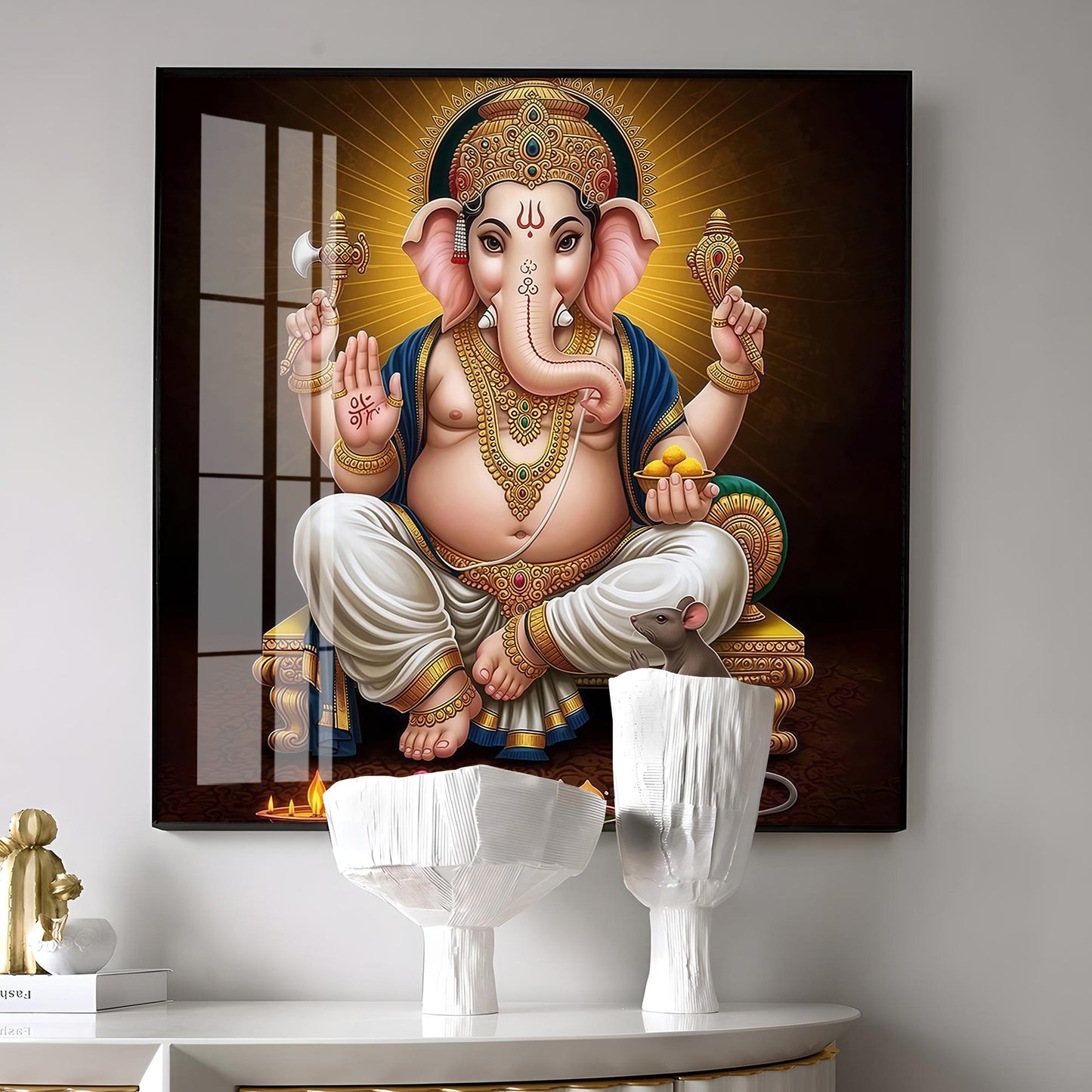 Ganesha Ji Premium Acrylic Square Wall Art