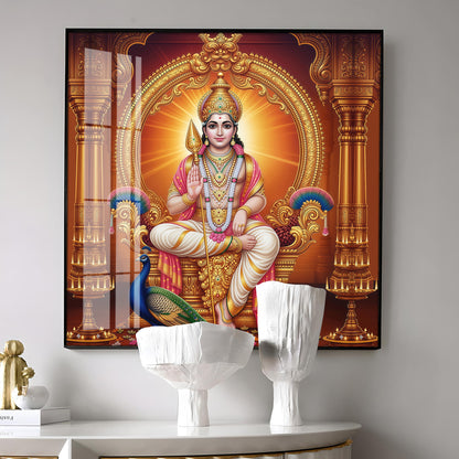 Lord Murugan and His Blessings Premium Acrylic Square Wall Art