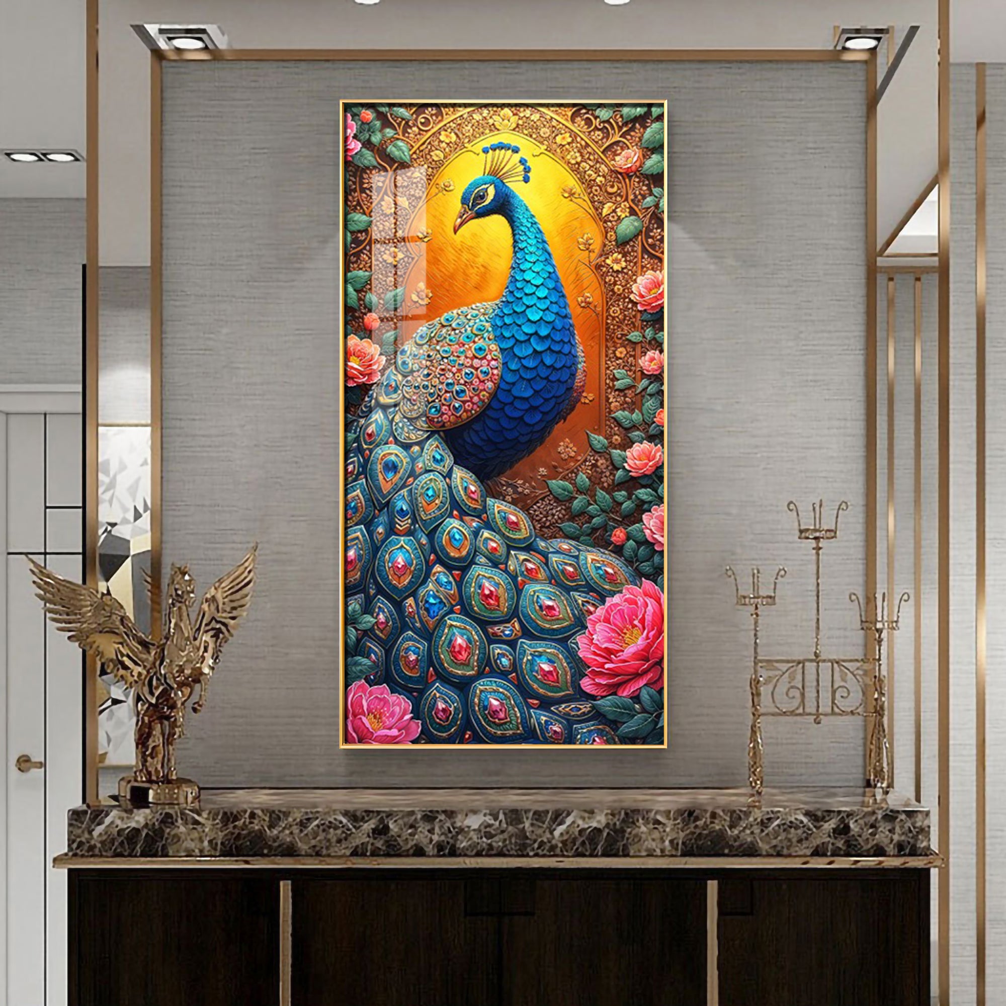 The Peacock Canvas Premium Acrylic Vertical Wall Art