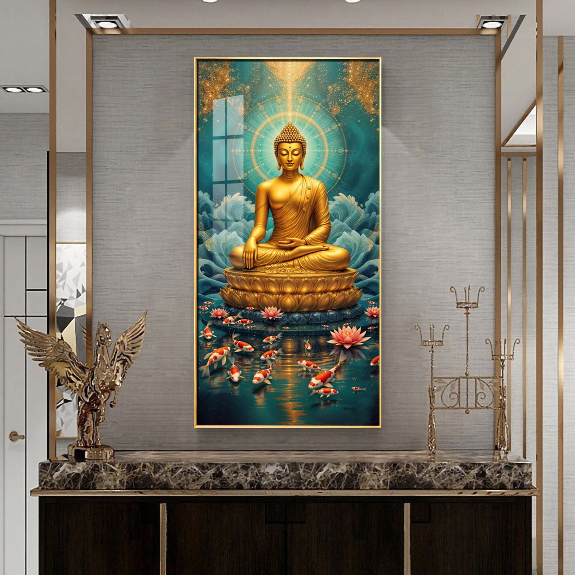 Calm Buddha Musing Premium Acrylic Vertical Wall Art