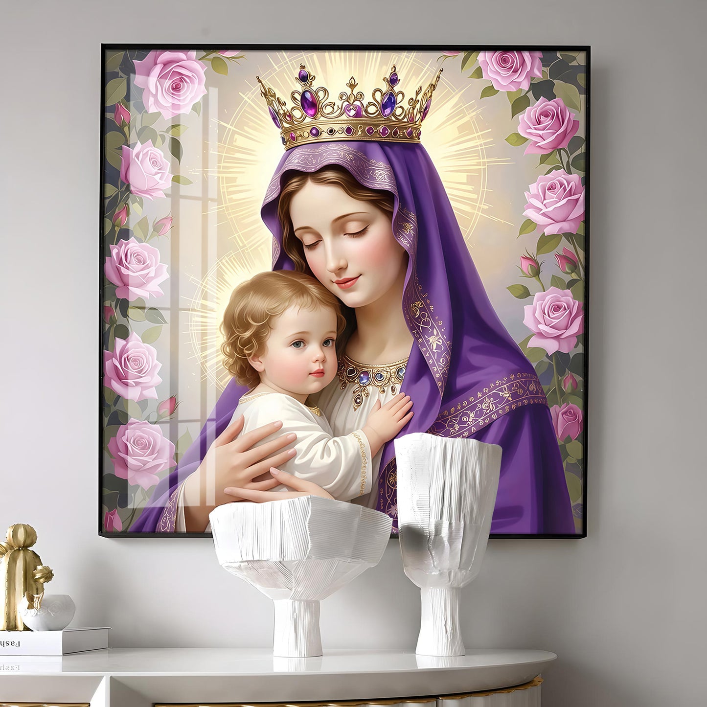 Holy Mother Of God Premium Acrylic Square Wall Art