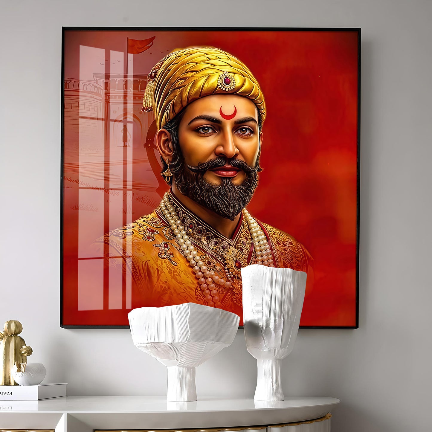 Shivaji Maharaj Ji Premium Acrylic Square Wall Art