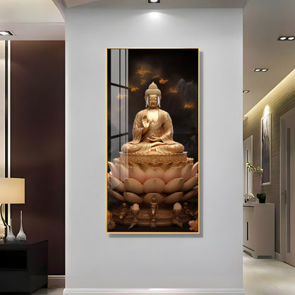 Buddha On Lotus Premium Acrylic Vertical Wall Art