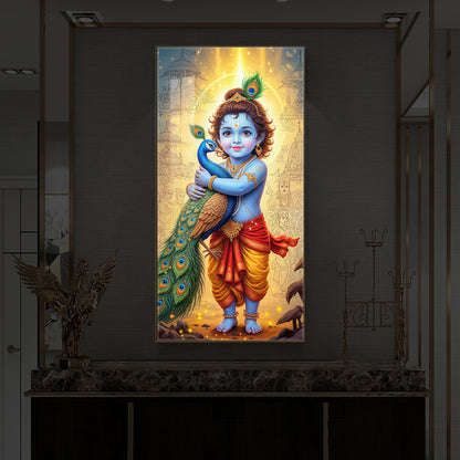 Little krishna Modern Luxury Backlight Vertical Wall Art