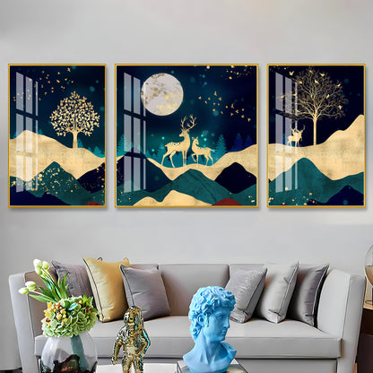 Glittering Night Premium Acrylic Wall Art (Set of 3)