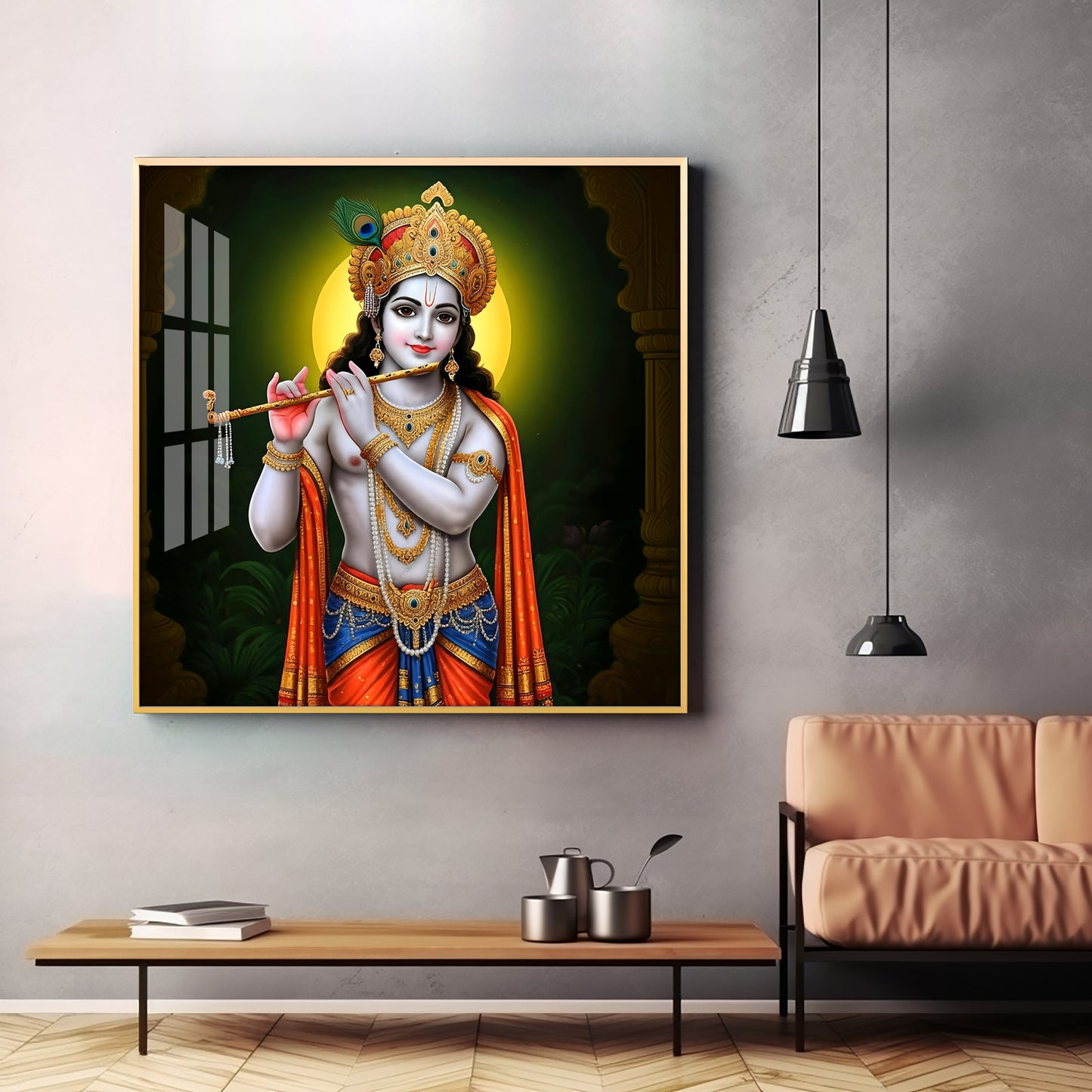 Sacred Essence Of Krishna Premium Acrylic Square Wall Art