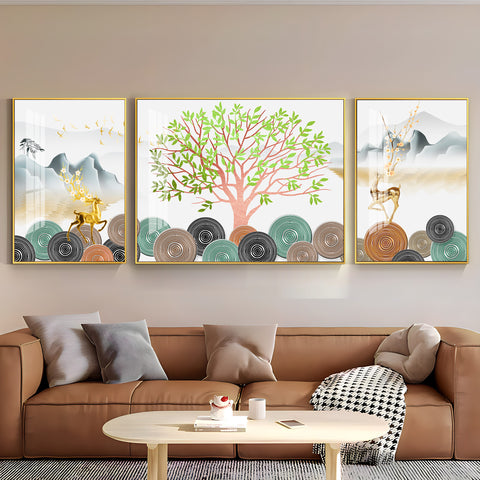 Blooming Tree Premium Acrylic Wall Art (Set of 3)