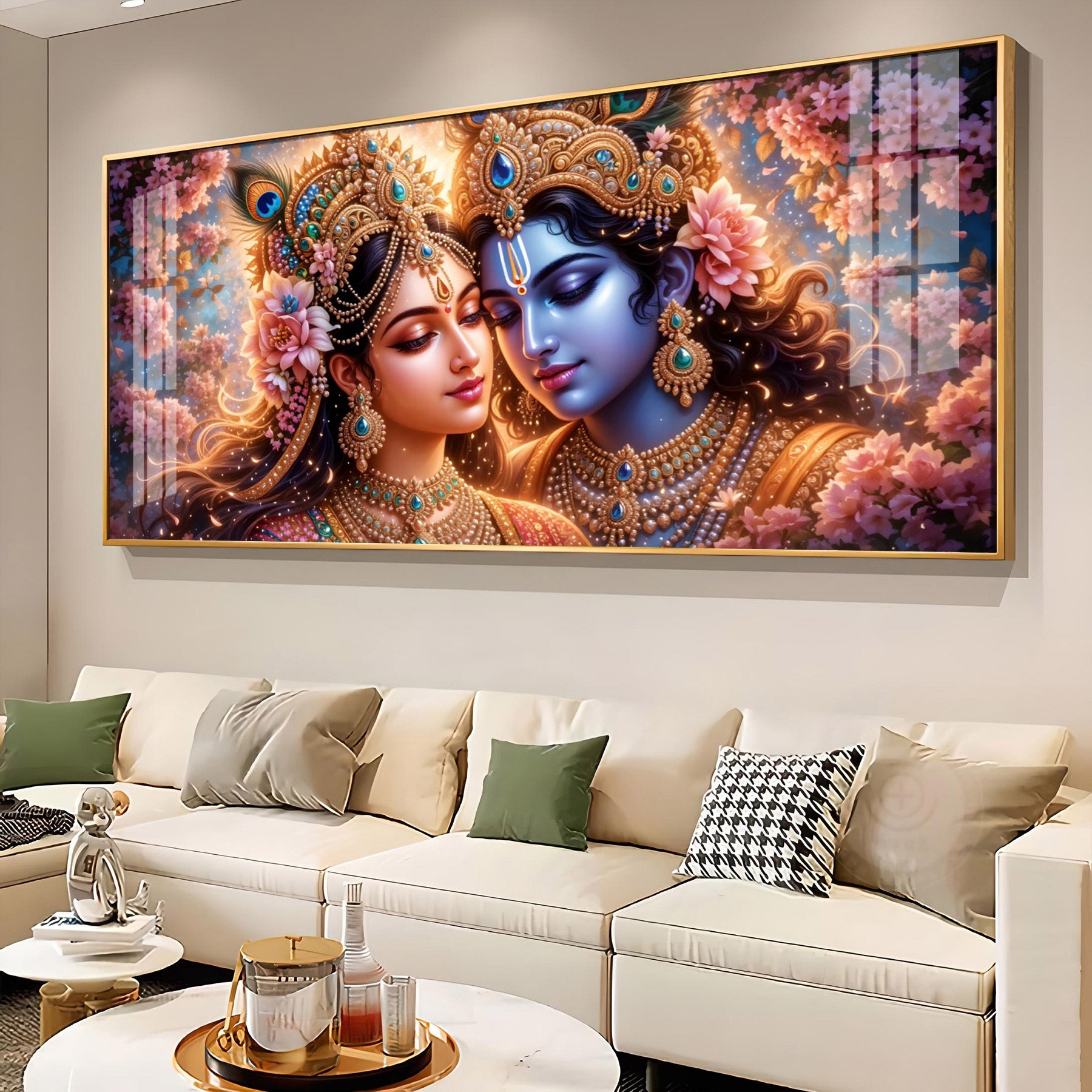Krishna and Radha Unveiled Premium Acrylic Horizontal Wall Art