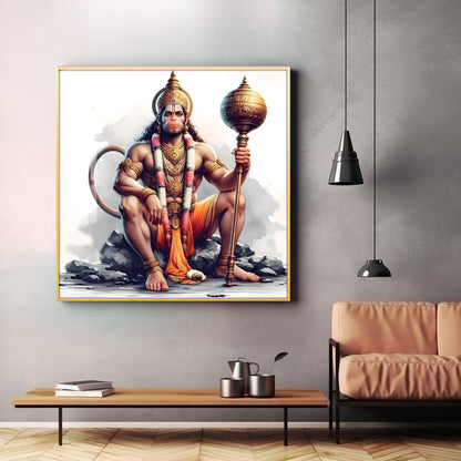 Jai Shree Hanuman Premium Acrylic Square Wall Art