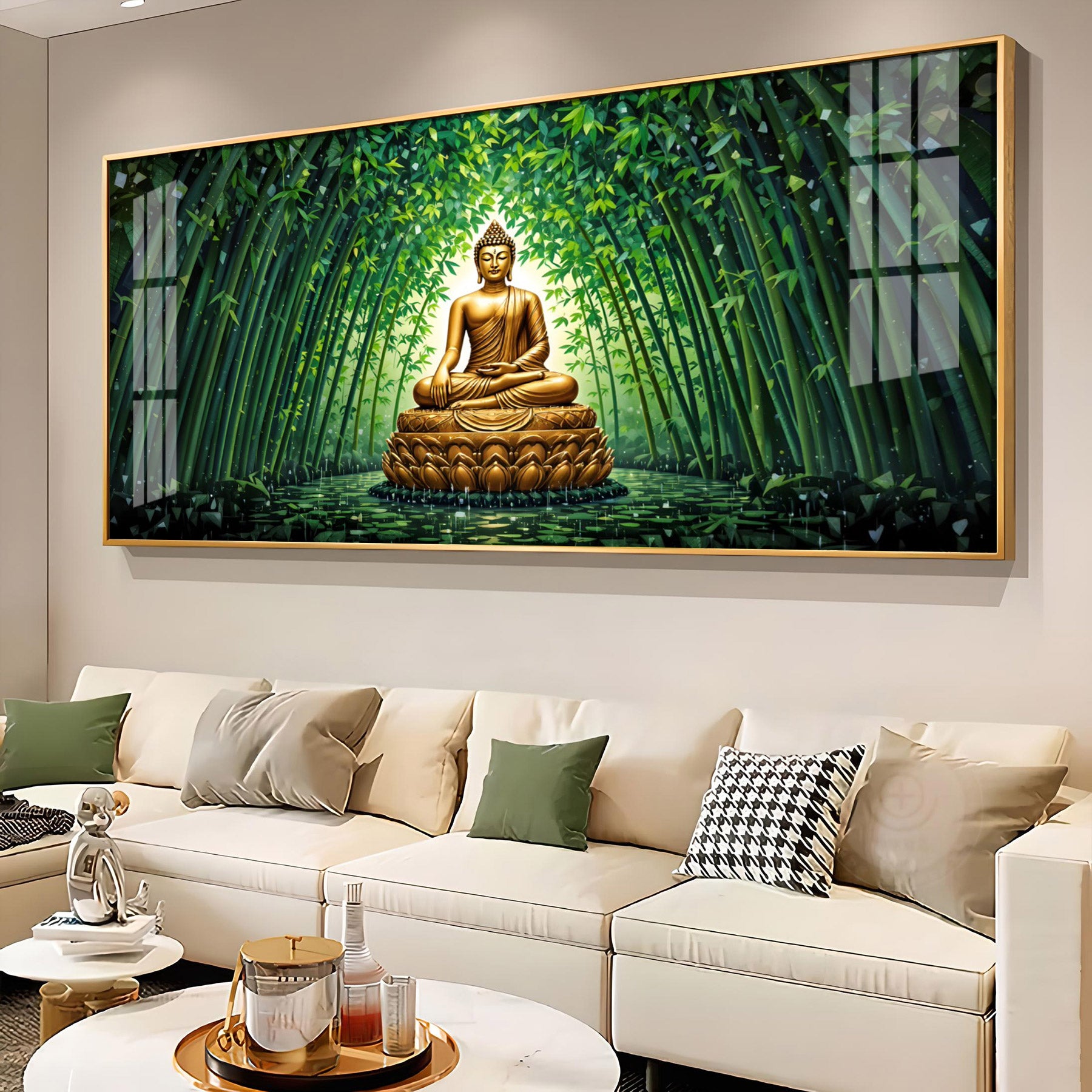 Mindful Buddha In Forest Premium Acrylic Horizontal Wall Art