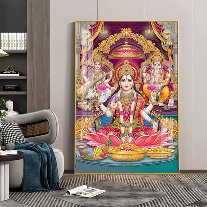 Mural of Hindu Goddesses Premium Acrylic Vertical Wall Art