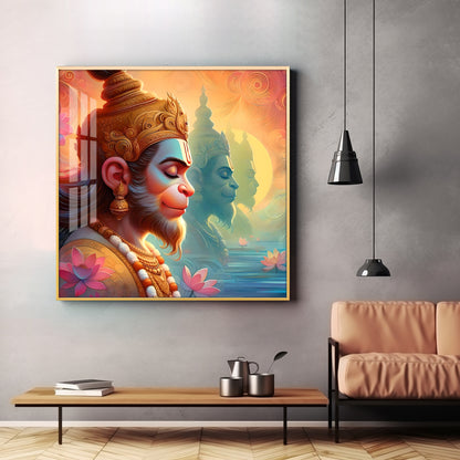 Hanuman ji Premium Acrylic Square Wall Art