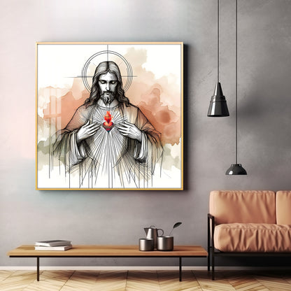 Sketch Spirit of Jesus Premium Acrylic Square Wall Art