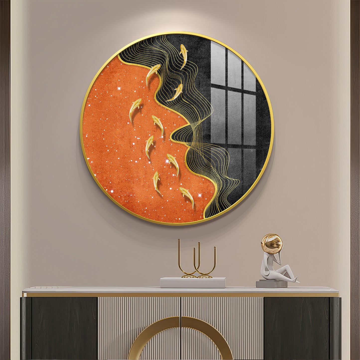 Goldfish Delight Premium Acrylic Round Wall Art