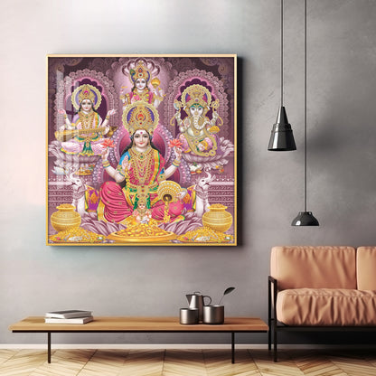 Celestial Harmony Of Deities Premium Acrylic Square Wall Art
